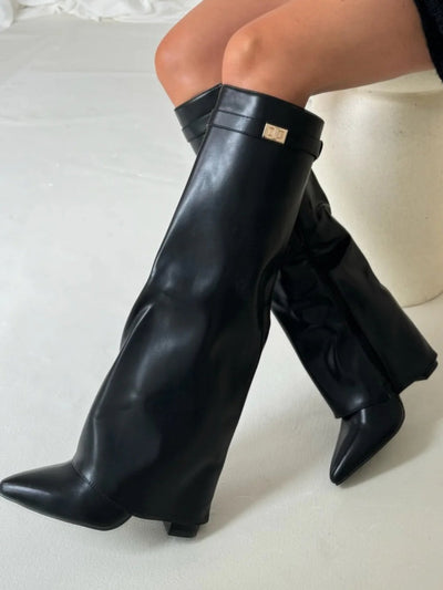 Knee High Boots for Women - Stylish Flare Top & Comfortable Block Heel