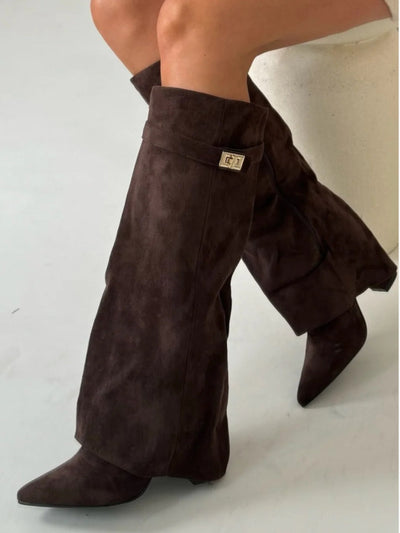 Knee High Boots for Women - Stylish Flare Top & Comfortable Block Heel