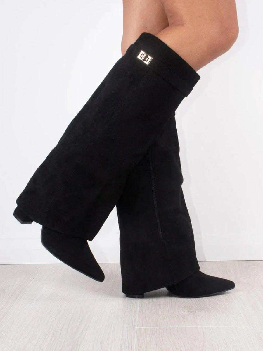 Knee High Boots for Women - Stylish Flare Top & Comfortable Block Heel
