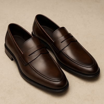Men's Leather Penny Loafers - Classic Brown Style & Comfortable Fit